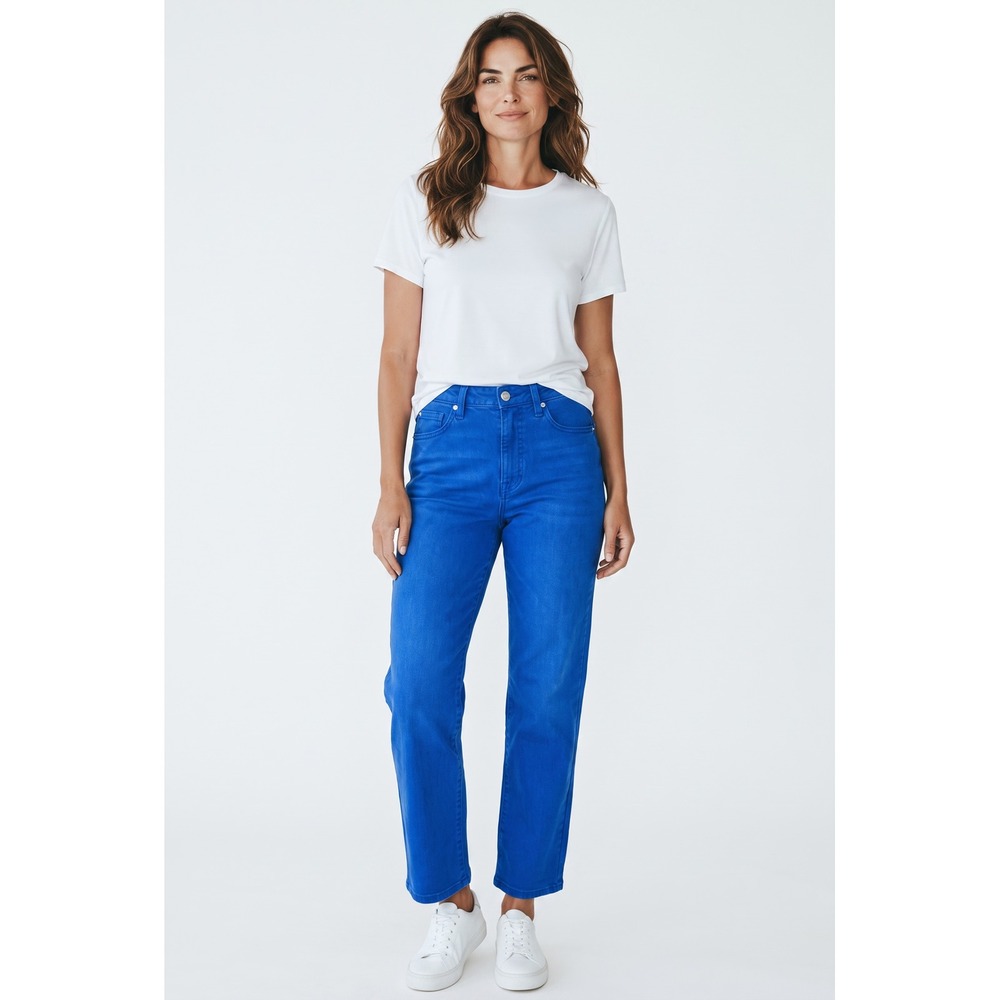 Chico's So Slimming Cobalt Blue Straight Leg Jeans Women 2.5 High Rise Stretch